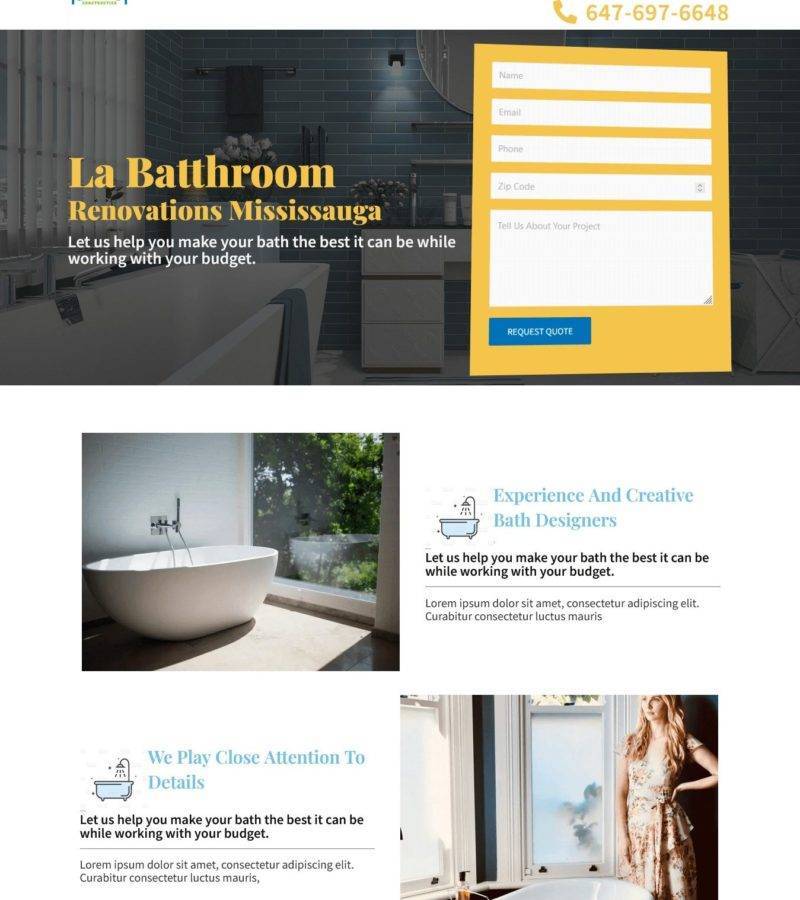 la bathroom elemetnor wordpress landing page