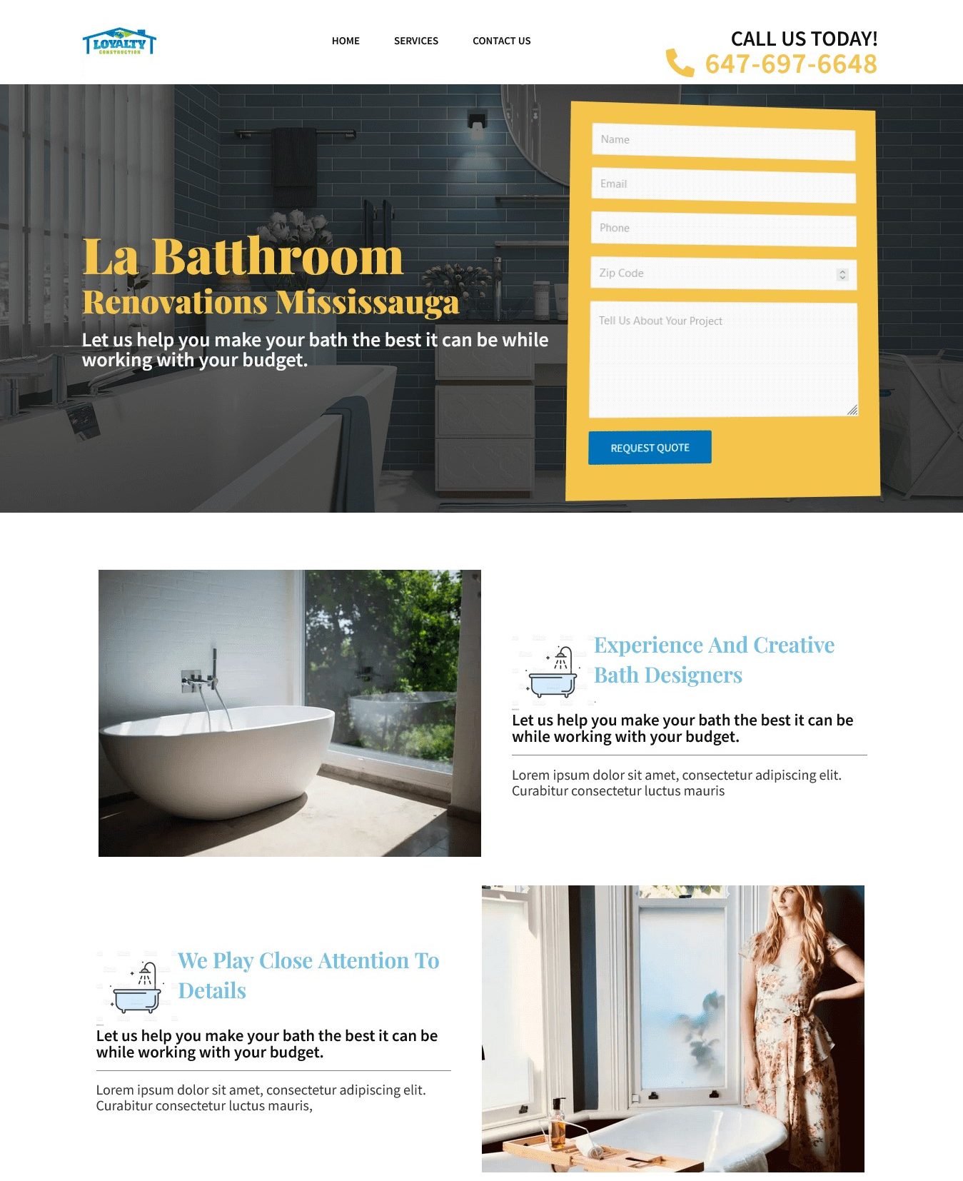 la bathroom elemetnor wordpress landing page