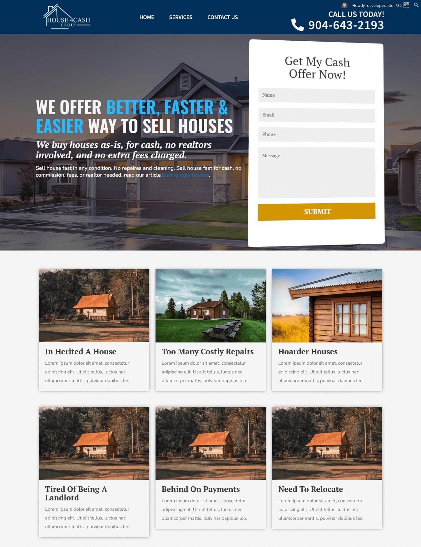 House4Cash elementor Landingpage wordpress Full website design development by dev naymul247 devnaymul